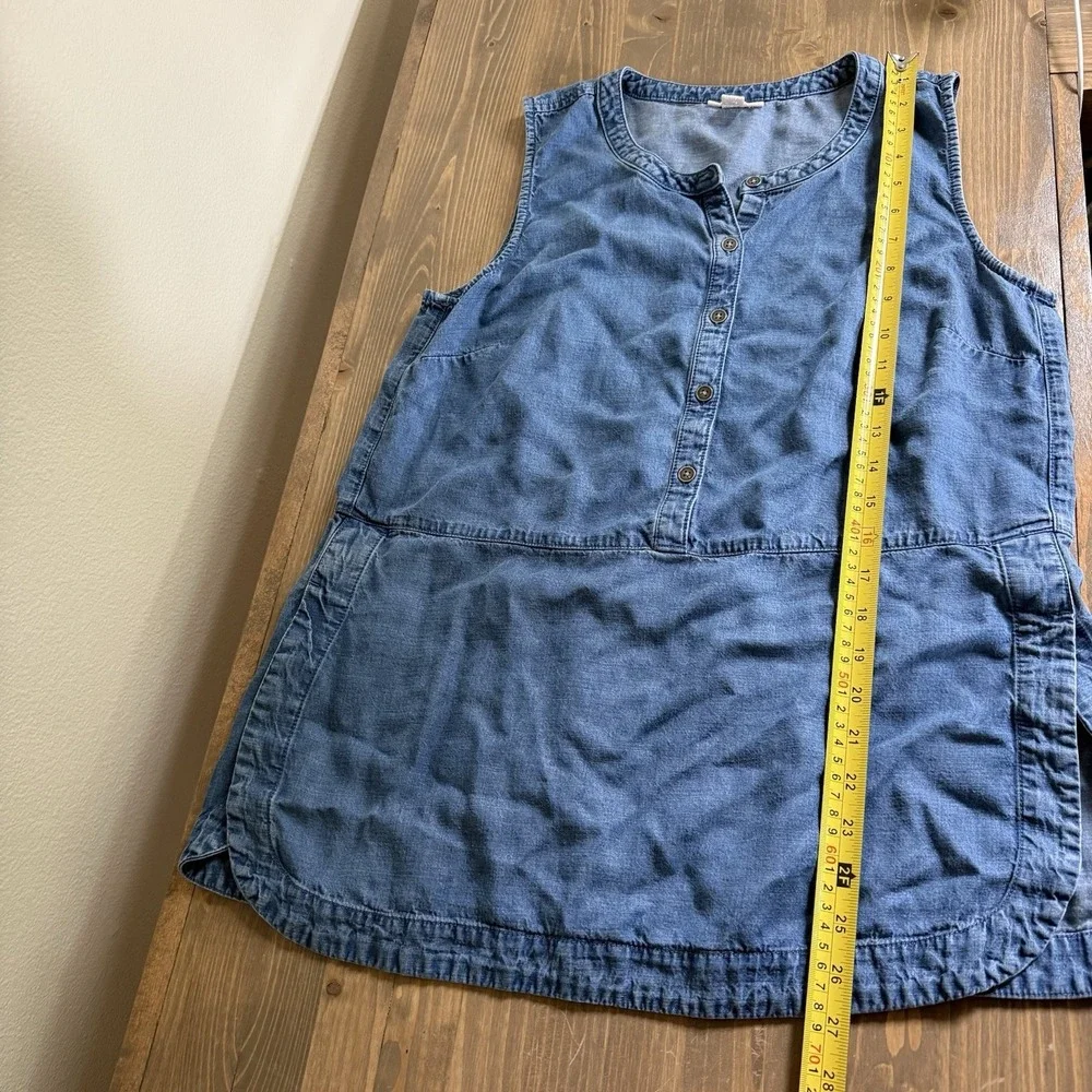 J. Jill Denim Womens Small Blue Button Up Chambray Tank Top Sleeveless Blouse - Picture 7 of 7